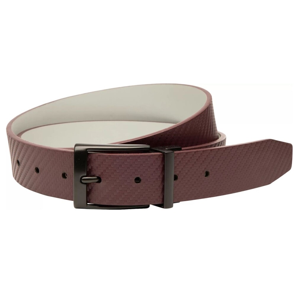 Nike Golf Reversible Leather Belt Men's XL Maroon & Gray Carbon Fiber Matte NWT